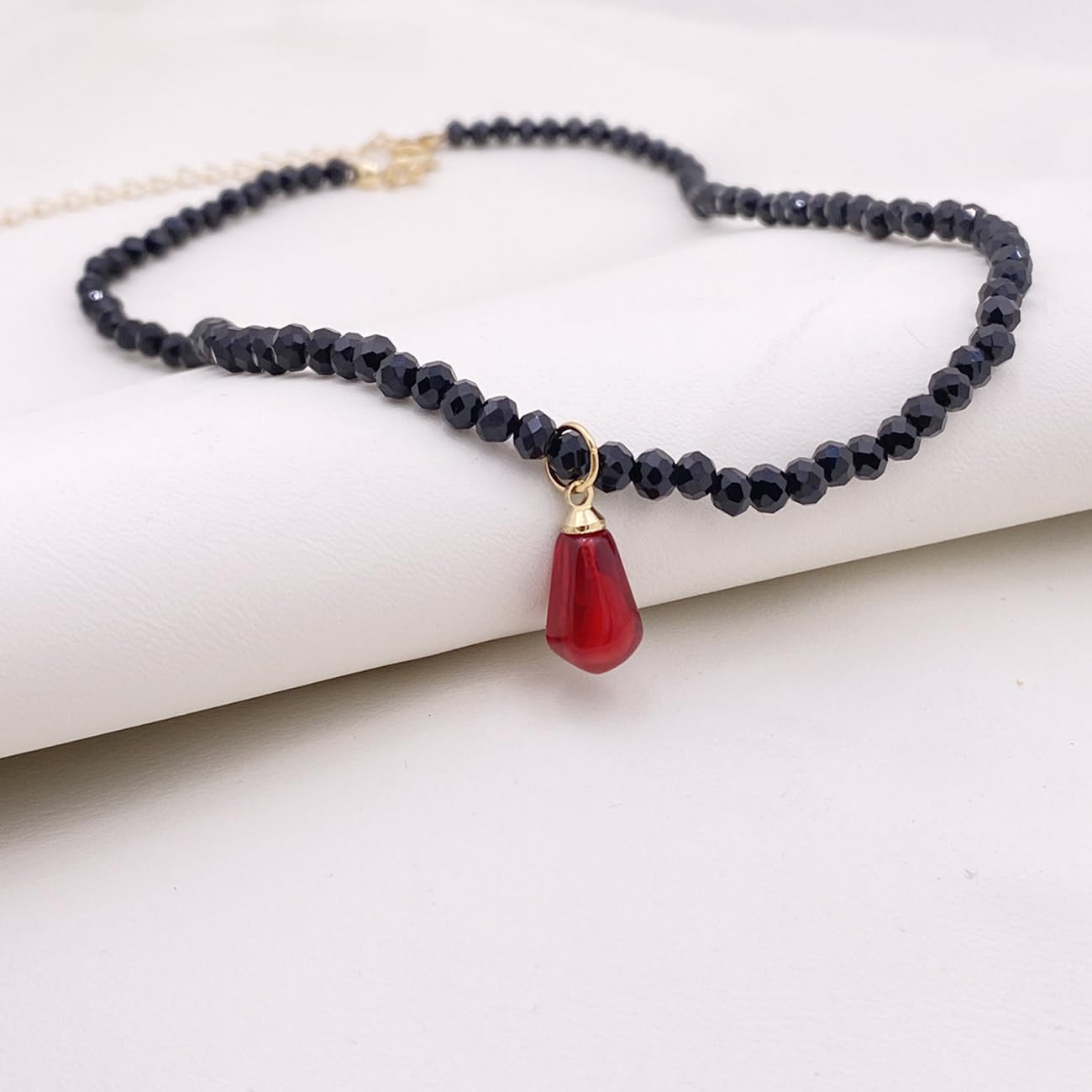 MOKAVIKY 25 Pomegranate Pendant Necklace with Black Bead for Women Cute Fruit Novelty Jewelry