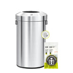 EKO Urban 24 Gallon Round Stainless Steel Open Top Waste Bin, Tall Commercial Trash Can for Indoor/Outdoor, Extra Large Metal Garbage Bin for Office, Restaurant, Restroom, 90L