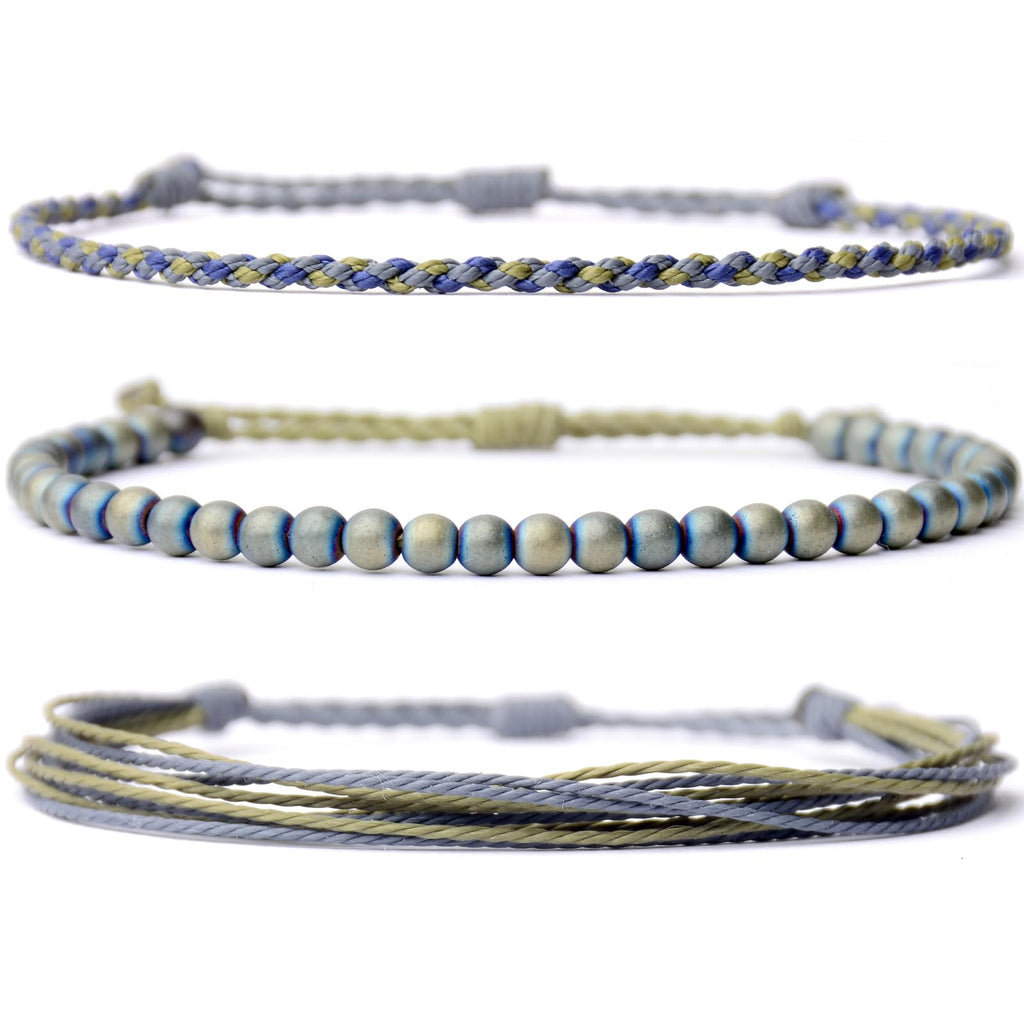 Handmade Natural Stone Beaded Healing Bracelet Gift for Men Adjustable Rope String Bracelet (Lava Rock, Adjustable)