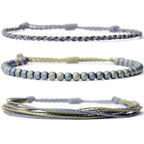 Handmade Natural Stone Beaded Healing Bracelet Gift for Men Adjustable Rope String Bracelet (Lava Rock, Adjustable)