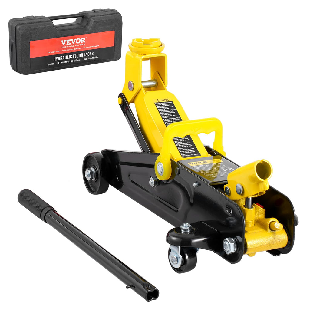 VEVOR 2.5 Ton Low Profile, Heavy-Duty Steel Racing Floor Jack with Single Piston Lift Pump, Lifting Range 3.35"-14.96"
