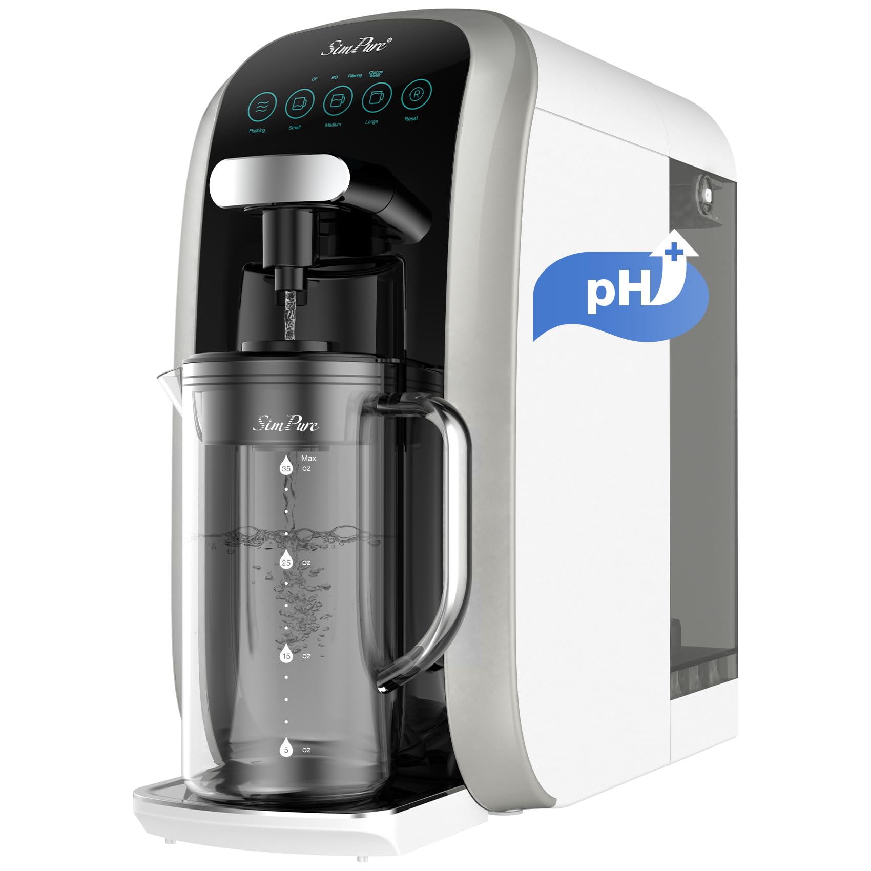 SimPure Y7P-BW UV Countertop Reverse Osmosis Water Filter, NSF/ANSI 58 Certified, 5 Stage RO Water Filtration System, Water Purifier for Home, 4: 1 Pure to Drain, BPA Free (No Installation Required)