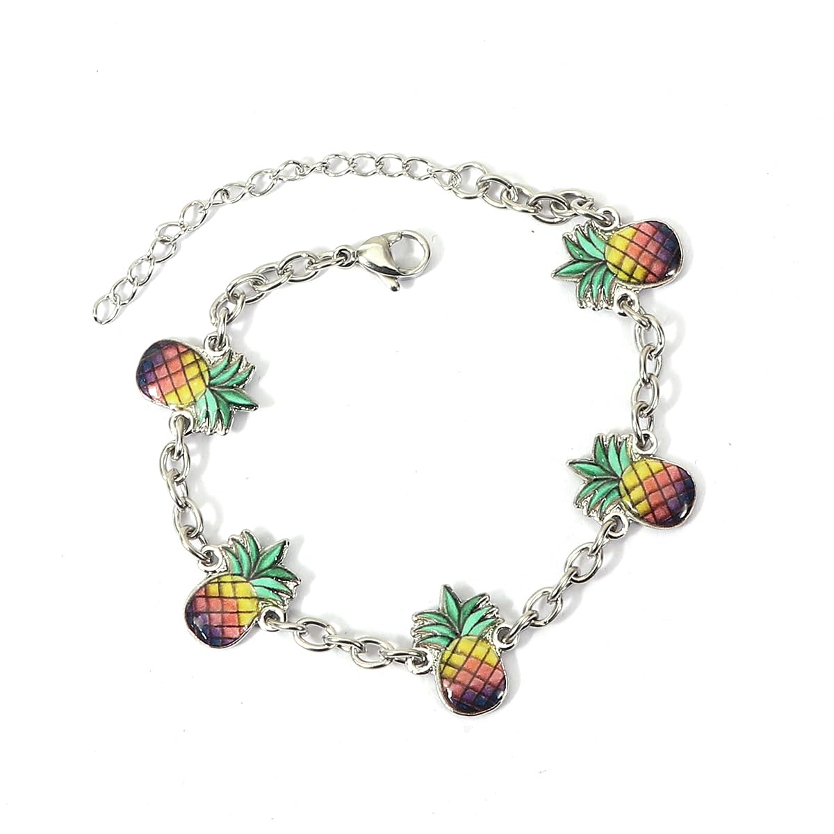 Dainty Fruit, Flower Charm Bracelet for Women Friendship Adjustable Link Chain Bracelet