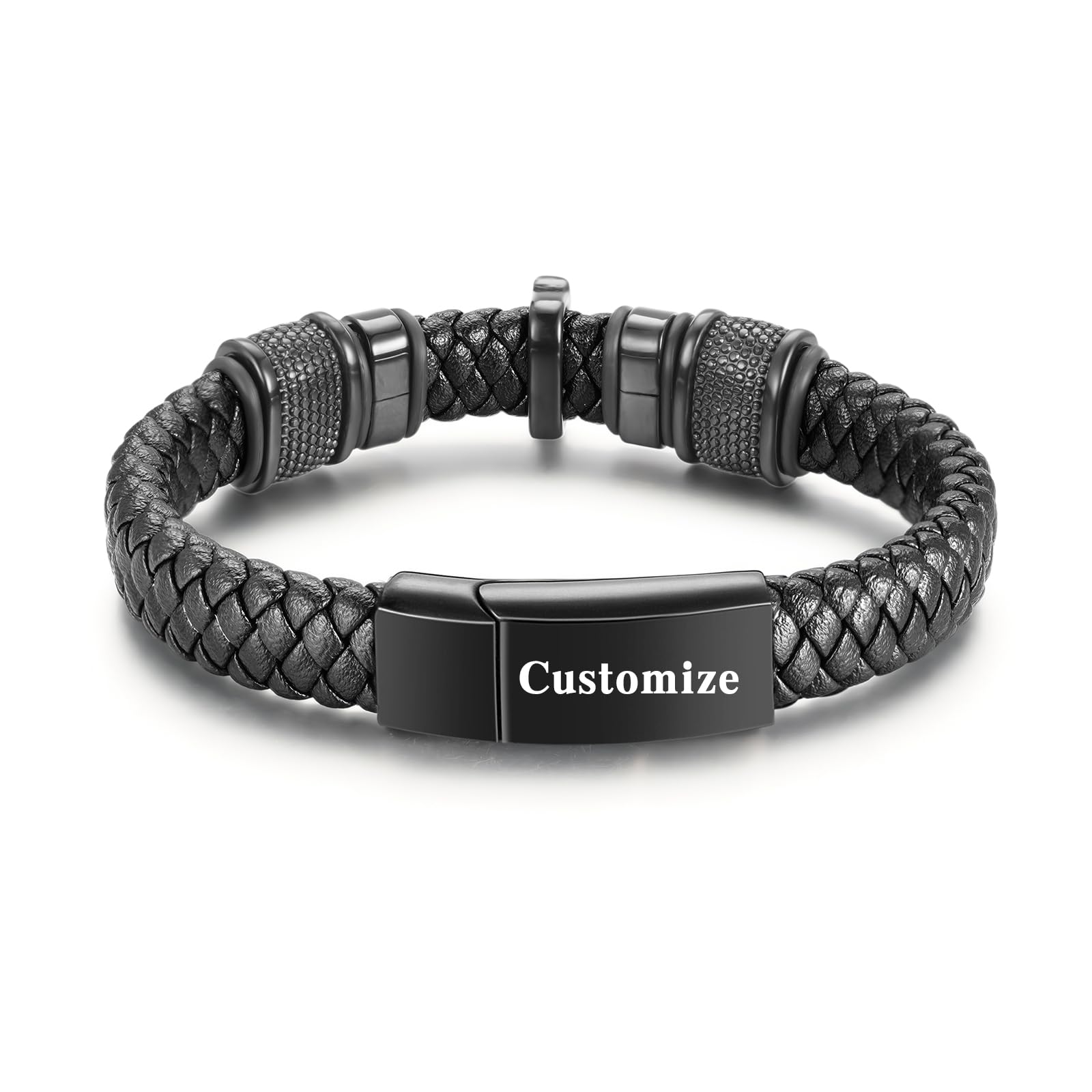 abooxiu Urn Bracelet for Ashes Leather Cremation Bracelet for Human Ashes Stainless Steel Ash Bracelets Memorial Cremation Jewelry Keepsake Bangle for Men