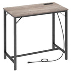 HOOBRO Bar Table with Charging Station, Rectangular Pub Table, High Top Coffee Table, Counter Bar Height Table, Narrow Long Dining Table, 35.4" L x 15.7" W x 35.6" H, Rustic Brown and Black BF90UBT01