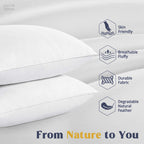 puredown® Goose Feathers and Down White Pillows with 100% Cotton Cover, Bed Sleeping Hotel Collection Pillows Set of 2, Standard Size