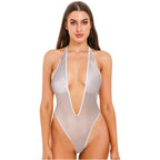 Micro Bikini Sexy Bathing Suit for Women See Through Lingerie Sheer When Wet Swimsuit Sheer Body Suit High Cut Monokini White