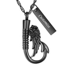 abooxiu Fishing Hook Urn Necklace for Ashes Fish Hook Stainless Steel Cremation Jewelry Memorial Pendant Keepsake for Men
