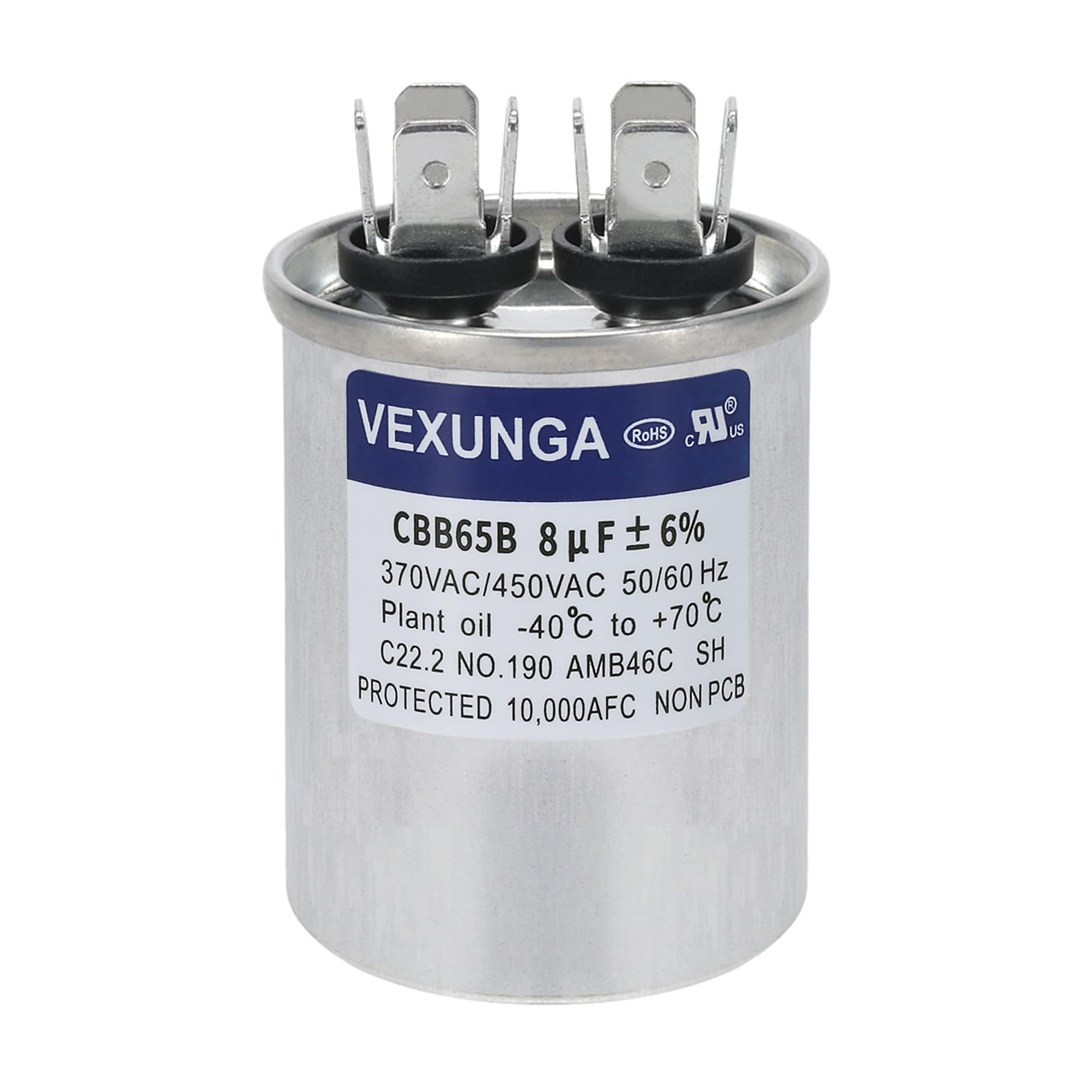 45/5 uF 45+5 MFD 370V or 440V Dual Run Start Round A/C Capacitor 45 5 uF 370 440 Volt VAC CBB65B Air Conditioner Capacitors for AC Unit Fan Motor Start or Heat Pump or Condenser Straight Cool
