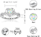 Heart Cremation Ring for Ashes - 925 Sterling Silver Opal Urn Keepake Rings Memorial Jewelry for Women