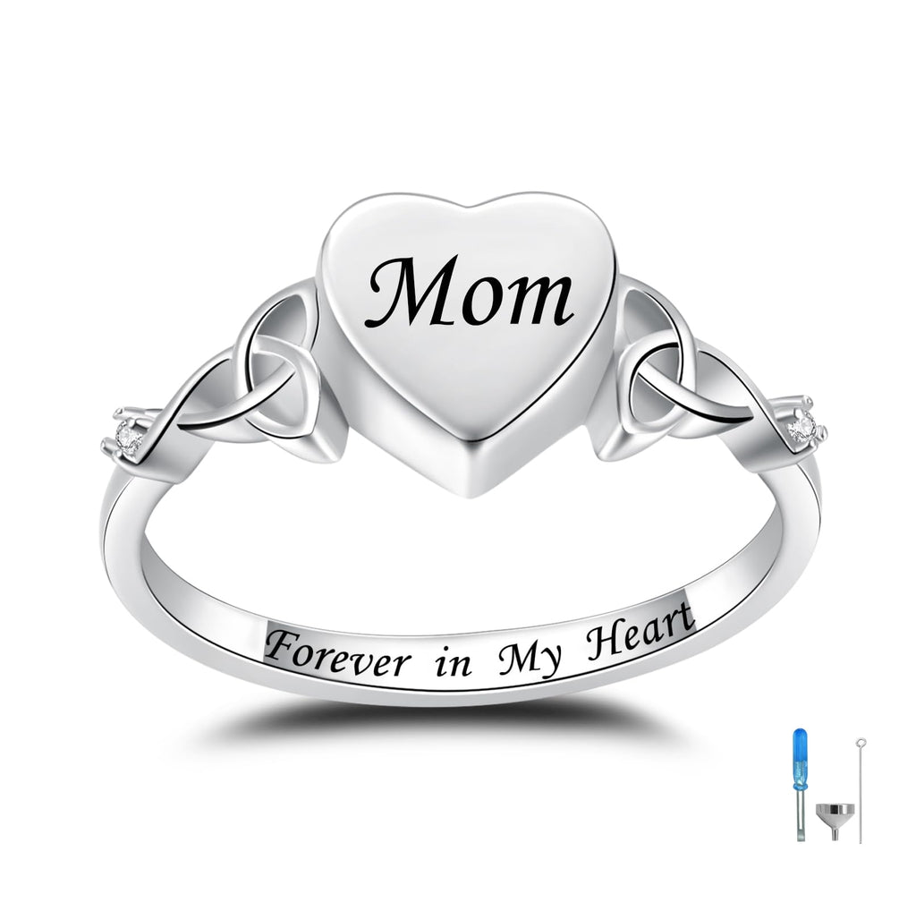 Heart Cremation Ring for Ashes: 925 Sterling Silver Forever in My Heart Carved Urn Keepake Rings Memorial Jewelry for Women Men