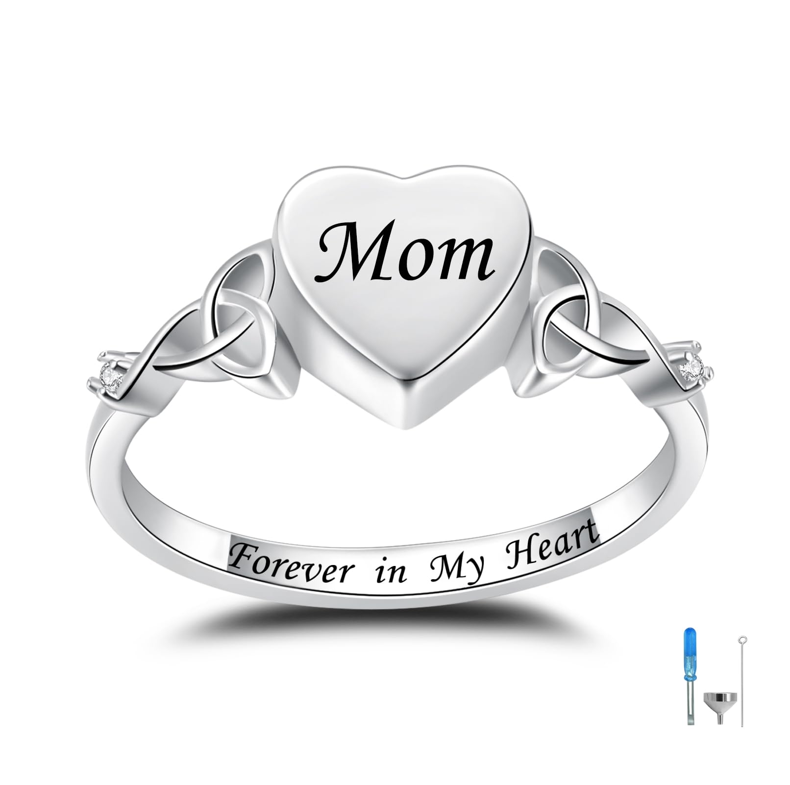 Heart Cremation Ring for Ashes: 925 Sterling Silver Forever in My Heart Carved Urn Keepake Rings Memorial Jewelry for Women Men