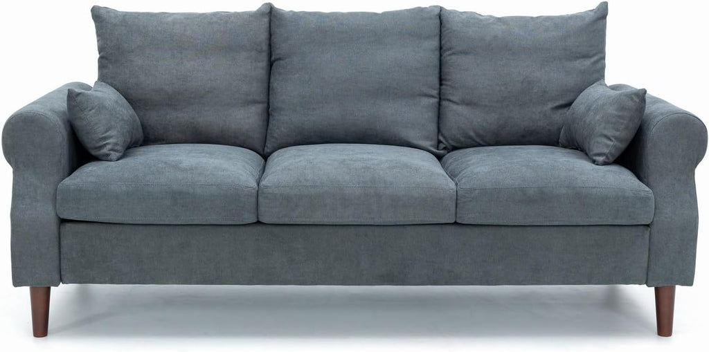 Panana 2 Piece Upholstered 3-Seat Sofa and Loveseat Sofa Set (Grey - Scroll Arm)