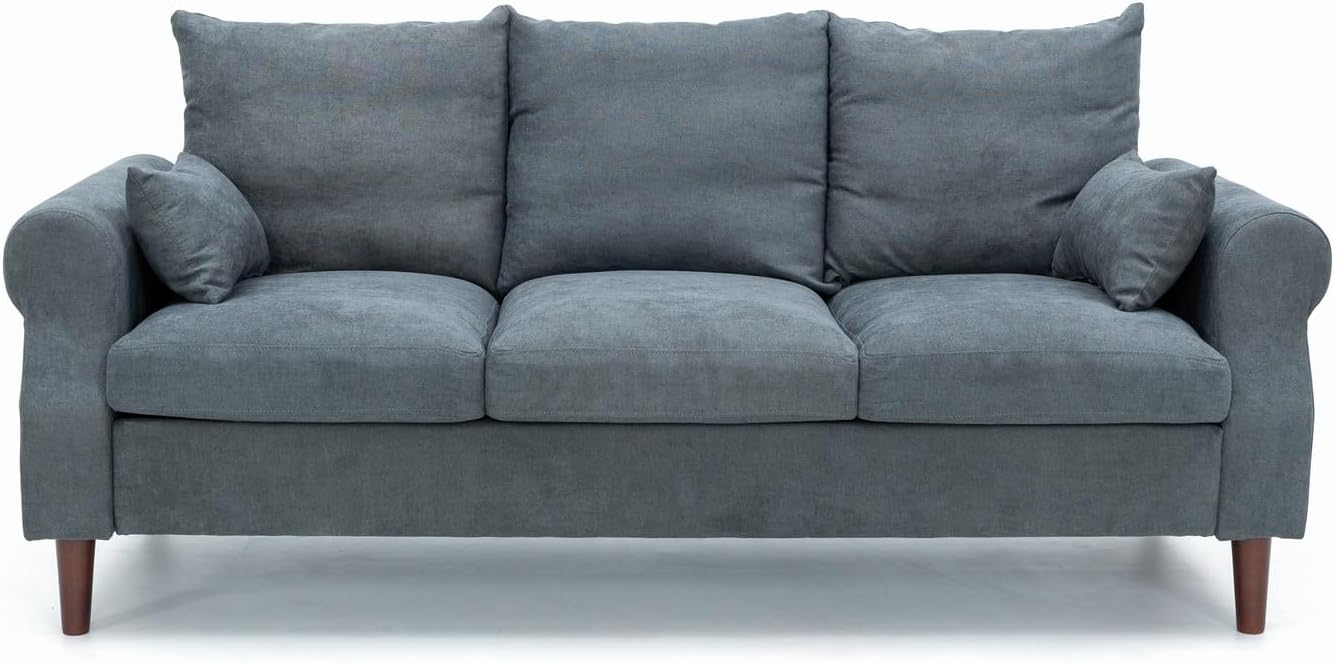 Panana 2 Piece Upholstered 3-Seat Sofa and Loveseat Sofa Set (Grey - Scroll Arm)