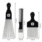 Afro Hair Pick for Men Hair Comb with Metal Pick for Afro Hair Wide Tooth Comb for Hair styling Afro Pick for Women Styling Comb Styling Tool for Natural Curly Hair Beard, 3PCS