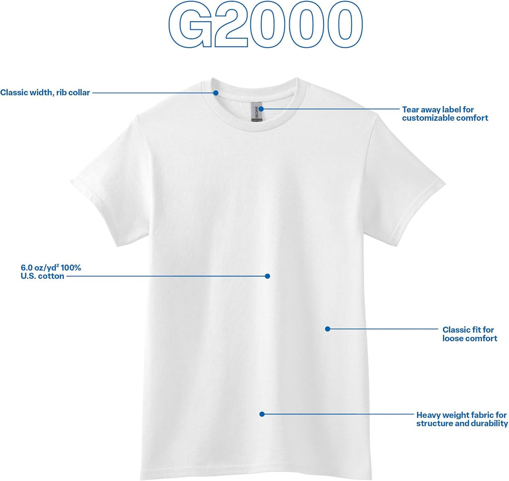 Gildan Unisex Adult Ultra Cotton T-Shirt, Style G2000, Multipack