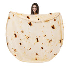 Vessia Burritos Tortilla Blanket Throw Size(Beige,47 inches), Giant Realistic Funny Food Throw for Adults and Kids, 300 GSM Double Sided Soft Novelty Round Taco Blanket