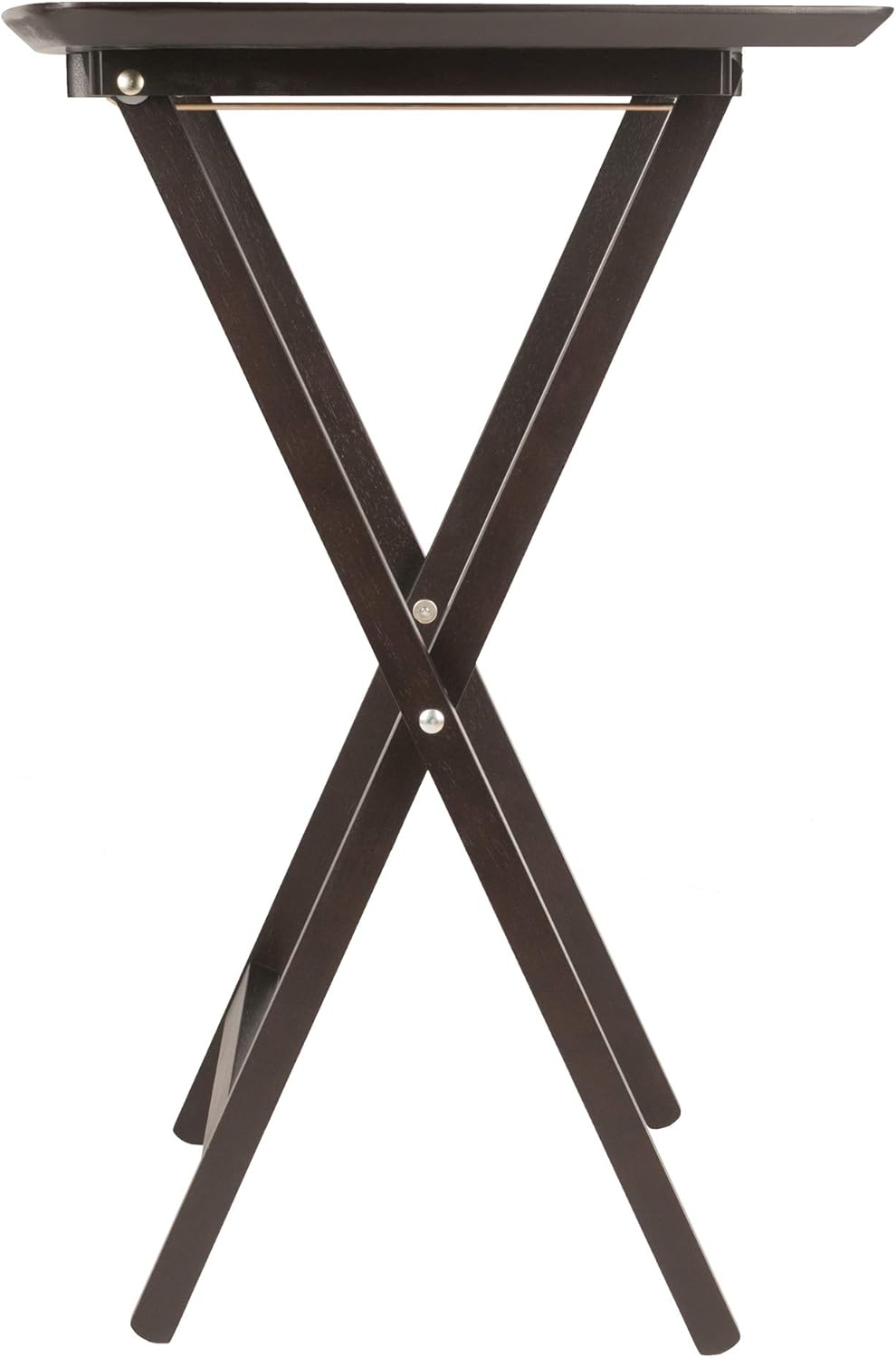 Winsome Anila Snack Table Set with Storage Rack, Fan Shaped, for Living Room, 26", Coffee, Set of 4 Tables