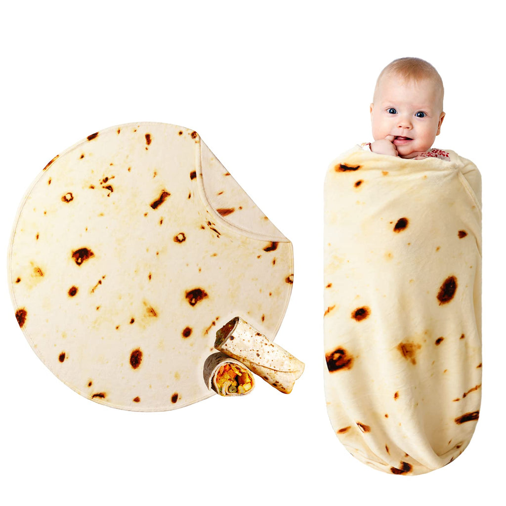 Bnuitland Burritos Tortilla Throw Blanket, 300GSM Double Sided Giant Funny Gift with Pouch, Realistic Super Soft Novelty Taco Swaddle Food Blanket for Baby/Kids and Pets Wrap