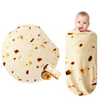 Bnuitland Burritos Tortilla Throw Blanket, 300GSM Double Sided Giant Funny Gift with Pouch, Realistic Super Soft Novelty Taco Swaddle Food Blanket for Baby/Kids and Pets Wrap