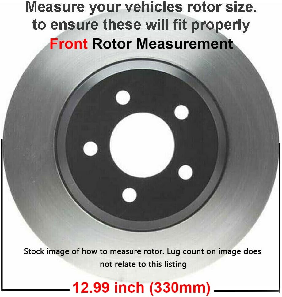 Detroit Axle - Front Brake Kit for Chevy GMC Silverado Sierra Suburban Express Savana 1500 Tahoe Yukon XL Escalade ESV EXT XTS Drilled & Slotted Brake Rotors Ceramic Brakes Pads : 12.99'' inch Rotor
