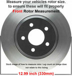 Detroit Axle - Front Brake Kit for Chevy GMC Silverado Sierra Suburban Express Savana 1500 Tahoe Yukon XL Escalade ESV EXT XTS Drilled & Slotted Brake Rotors Ceramic Brakes Pads : 12.99'' inch Rotor