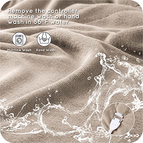 DUODUO Heated Electric Blanket 72"x84" Full Size Warm Coral Fleece with 4 Heat Settings & 10 Hours Auto Shut Off Overheating Protectsion - Grey