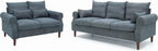 Panana 2 Piece Upholstered 3-Seat Sofa and Loveseat Sofa Set (Grey - Scroll Arm)