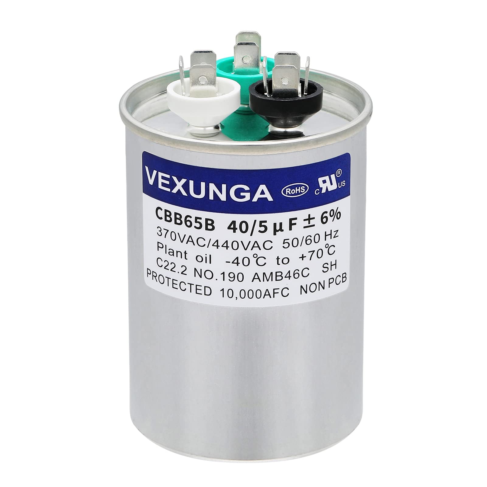 45/5 uF 45+5 MFD 370V or 440V Dual Run Start Round A/C Capacitor 45 5 uF 370 440 Volt VAC CBB65B Air Conditioner Capacitors for AC Unit Fan Motor Start or Heat Pump or Condenser Straight Cool