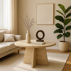 Travertine Efect Coffee Table Modern Side Table for Living Room Accent Table for Sofa or Bedroom (28.3x28.3x16.5 inches)