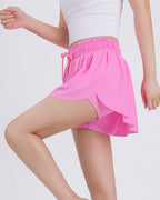 JOCMIC Pige Flydende Shorts, 2 i 1 Preppy Sommerfugl Shorts med Spandex Foring til Cheer Atletisk Gym Teenagere Casual Tøj Rosarød 8 År