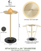 Round Side Table, Small Drink Table for Small Spaces, Modern Accent End Table Coffee Table with Metal Leg for Living Room, Bedroom, Corners, and Office (Gold)