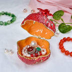 Trinket Box Pomegranate Fruit Gold Plated Crystal Enameled Jewelry Holder Small Home Decor Gifts for Women, Men