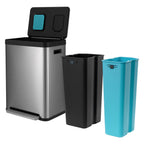 Home Zone Living 19 Gallon Kitchen Trash Can with Dual Compartments for Recycling, CleanAura Odor Control, Stainless Steel, Matte Black, 70 Liters Total