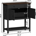 ChooChoo Farmhouse Console Table, Entryway Table with Storage Shelf, Coffee Bar Cabinet, Narrow Buffet Sideboard for Kitchen, Hallway, Living Room, Black