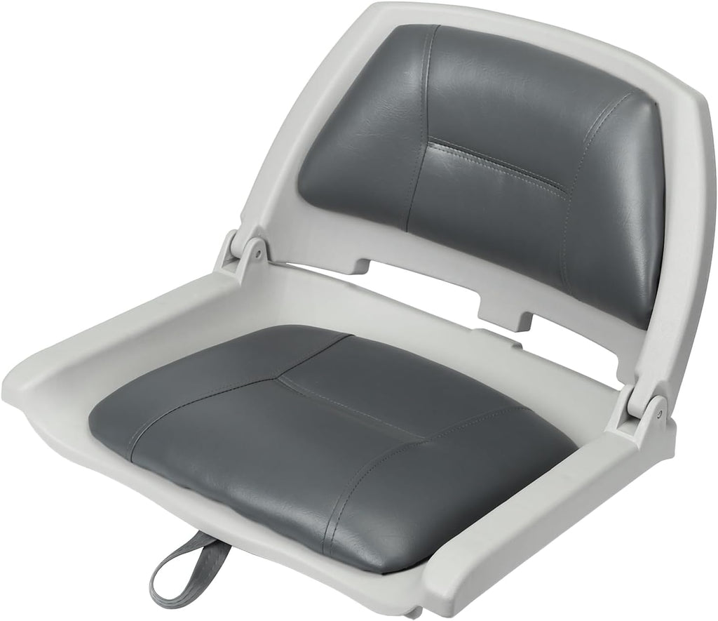 Folding Boat Seat Padded Folding Boat Chair with Backrest Marine BassJon Boat Seat (Grayshell Charcoal)