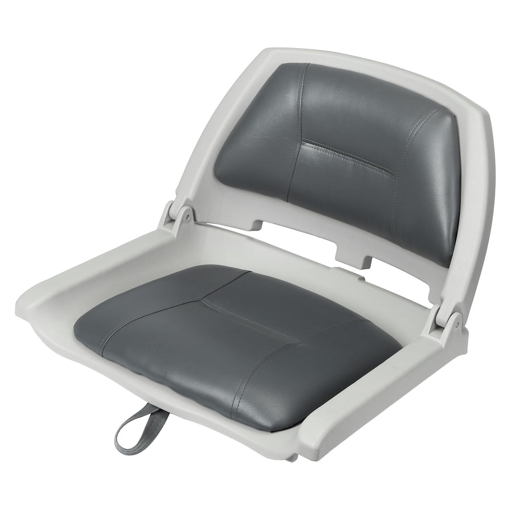 Folding Boat Seat Padded Folding Boat Chair with Backrest Marine BassJon Boat Seat (Grayshell Charcoal)