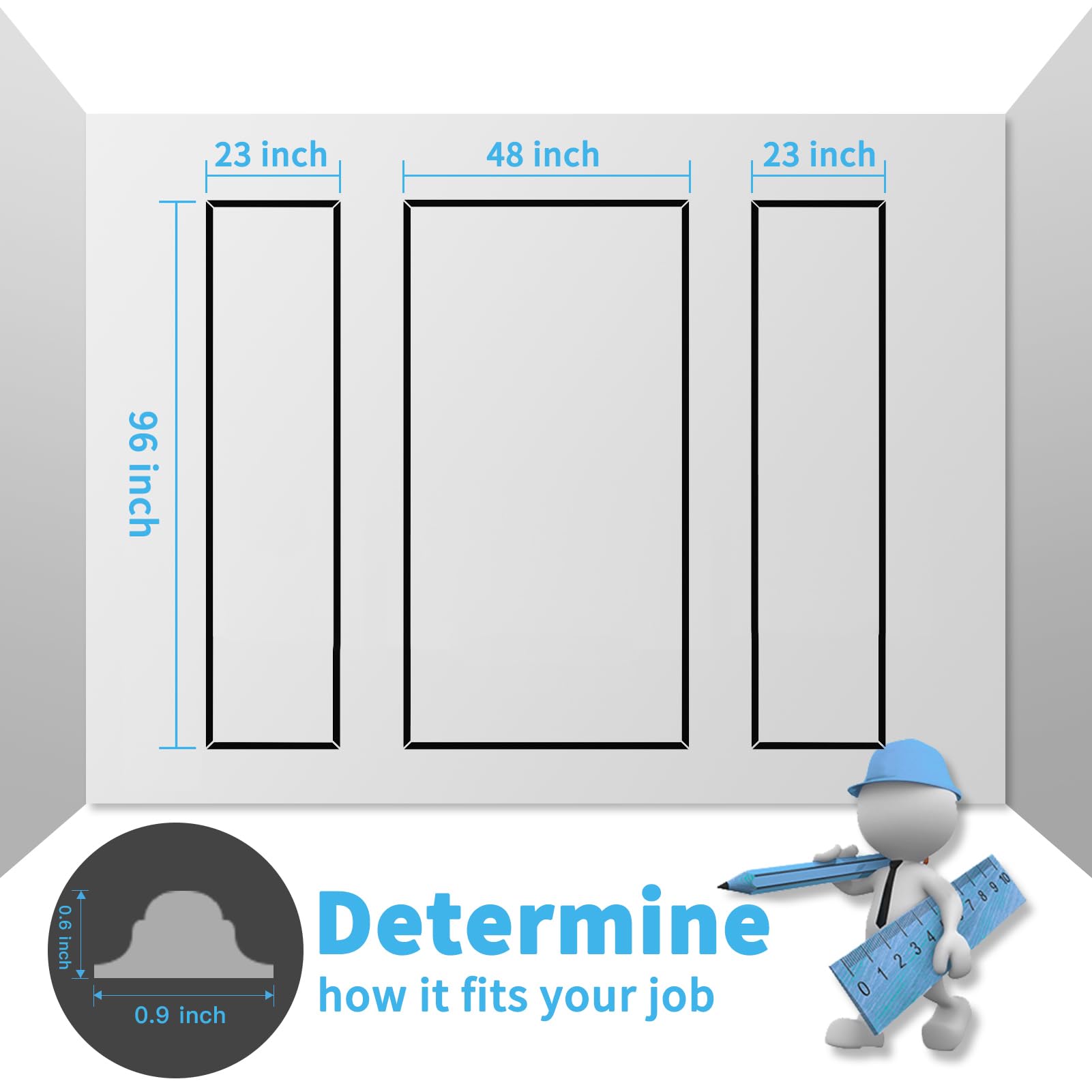 Art3d Pre-Cut Wall Molding Set of 3 pcs, Ready-to-Assemble Wainscoting Panels for Interior Wall Décor Living Room Bedroom Accent Wall - Installed with Glue, 3 Frames