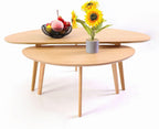 FIRMINANA Small Oval Coffee Table Mid Century Modern for Living Room Center Minimalist Display Coffe Table,Nature Wood,18.9" D x 33.47" W 15.75" H