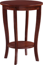 Convenience Concepts American Heritage Round End Table with Shelf, Mahogany