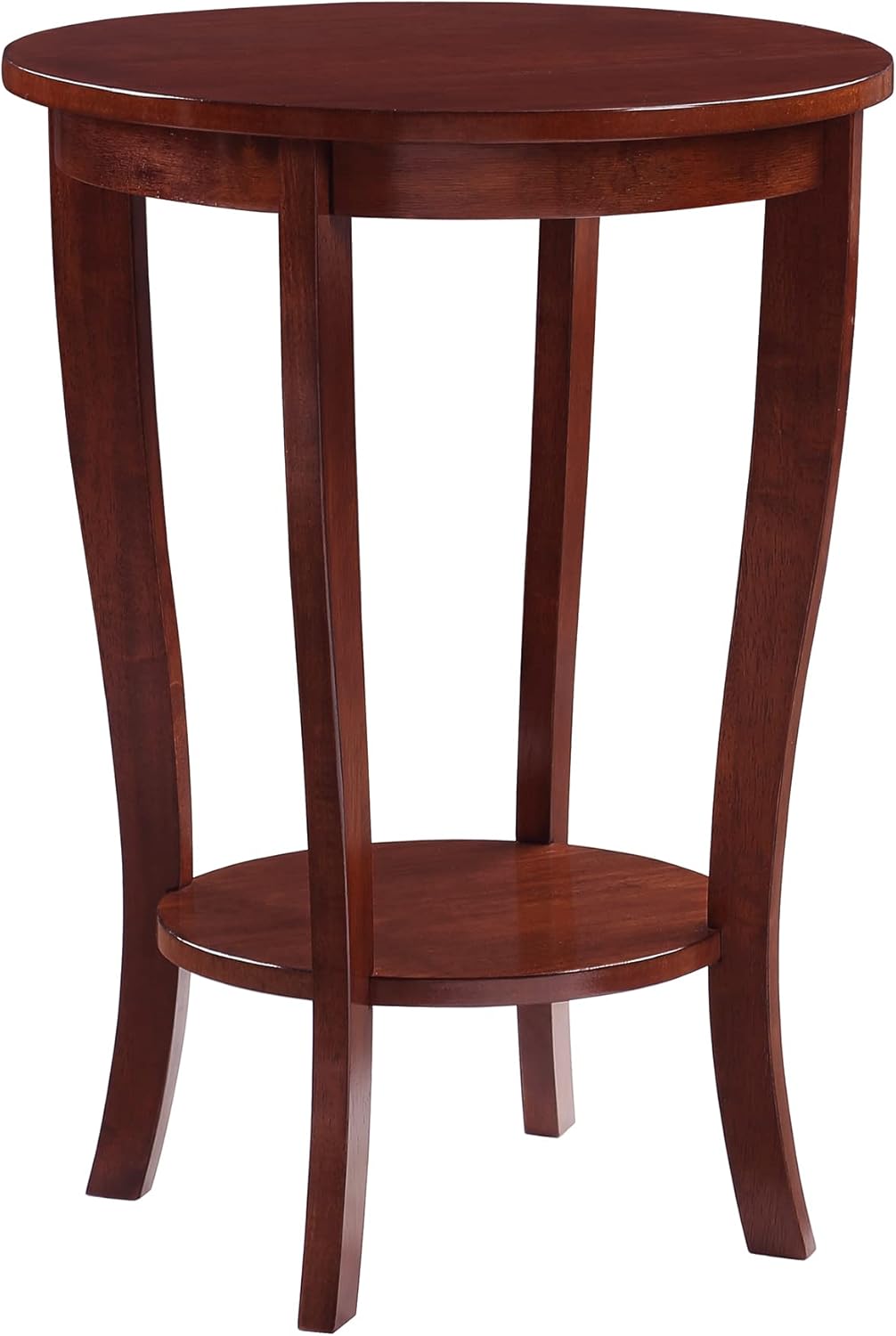 Convenience Concepts American Heritage Round End Table with Shelf, Mahogany
