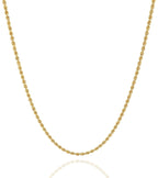 Coleção de Colares de Corrente de Ouro do Ateliê de Joias - Colares de Corrente de Corda Revestidos em Ouro Amarelo Maciço 14K para Mulheres e Homens com Diferentes Tamanhos (2.1mm, 2.7mm ou 3.8mm)