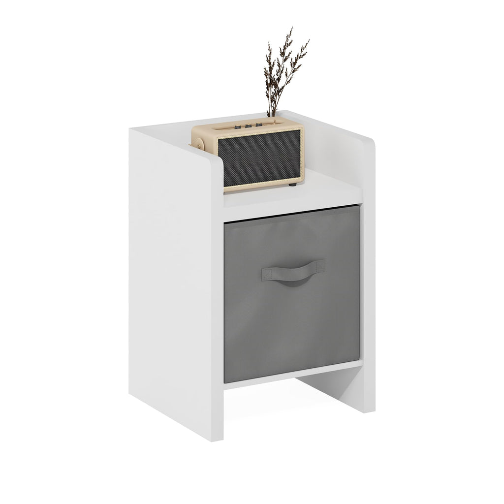 Furinno Andrey Set of 2 End Table / Side Table / Night Stand / Bedside Table with Bin Drawer, French Oak Grey