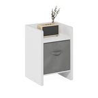 Furinno Andrey Set of 2 End Table / Side Table / Night Stand / Bedside Table with Bin Drawer, French Oak Grey