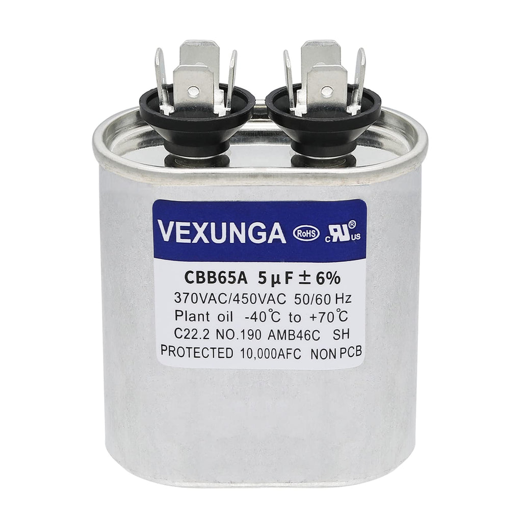 45/5 uF 45+5 MFD 370V or 440V Dual Run Start Round A/C Capacitor 45 5 uF 370 440 Volt VAC CBB65B Air Conditioner Capacitors for AC Unit Fan Motor Start or Heat Pump or Condenser Straight Cool