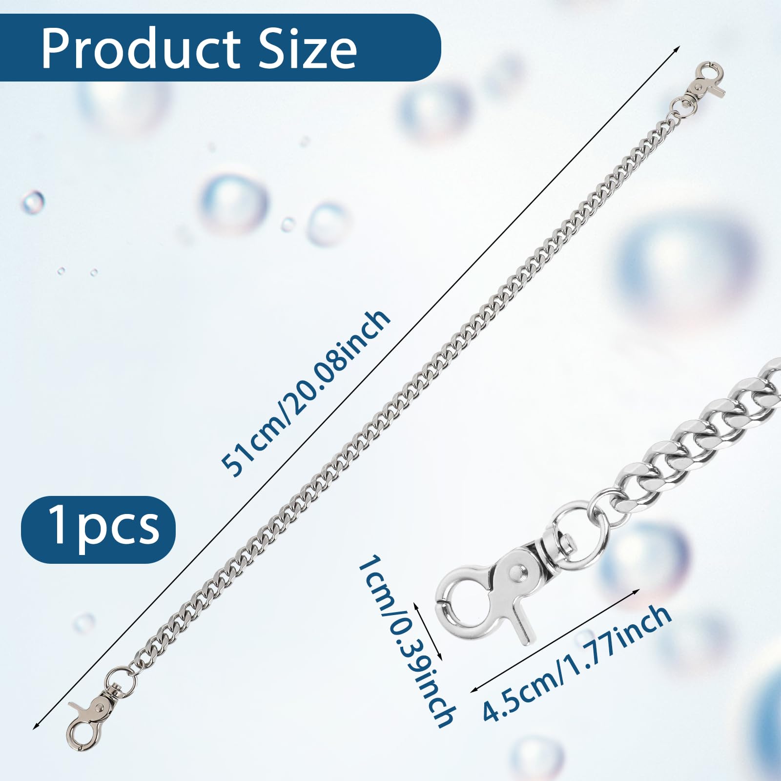 Chaîne de portefeuille Tucnoeu argentée chaîne de clés en métal robuste chaîne de pantalon chaîne de poche hip-hop punk accessoires gothiques pour femmes et hommes