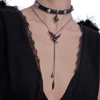 Glamorous Black Crow pendant necklace with Gothic vibe long necklace ladies fashion accessory M3357