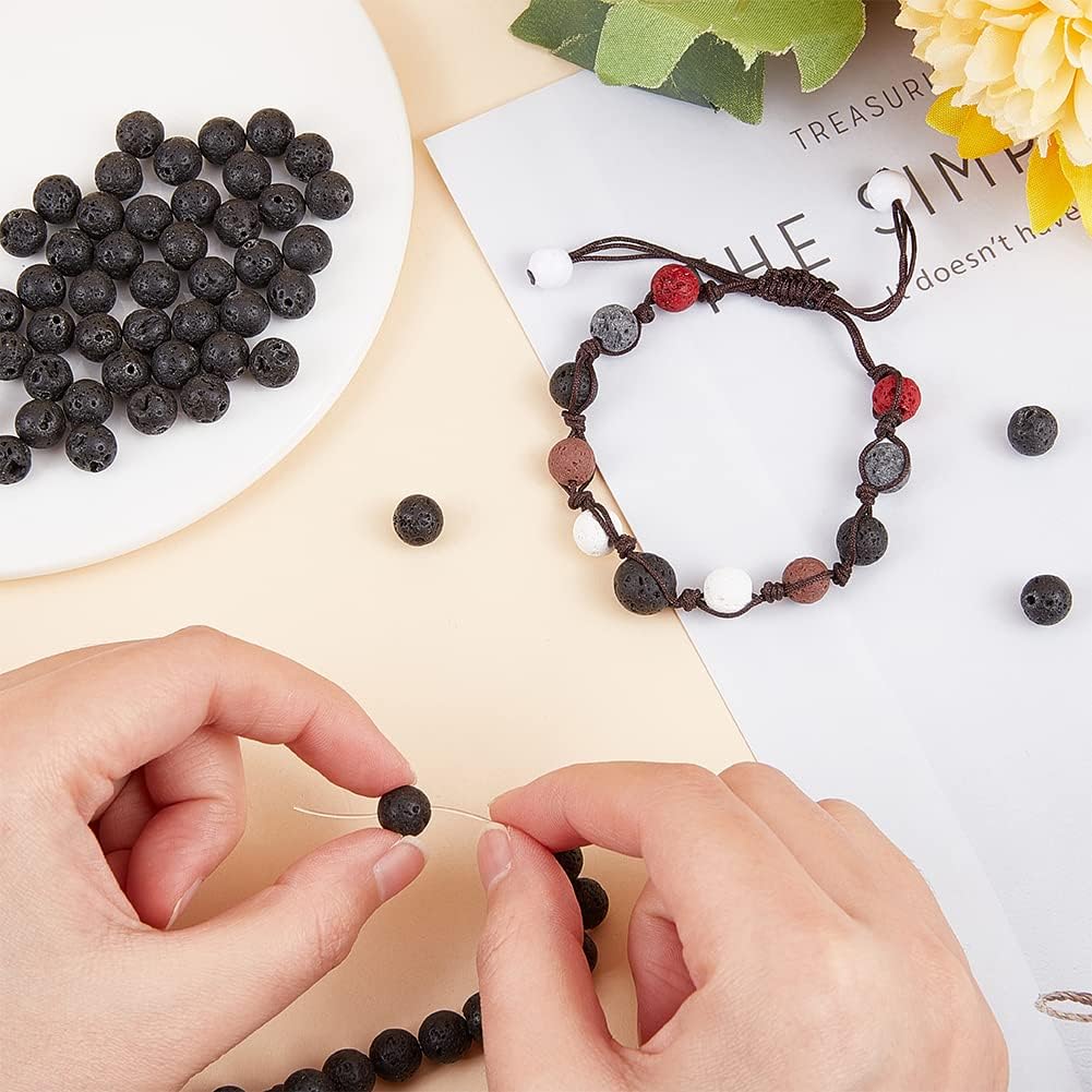 PH PandaHall 470pcs 8mm Lava Beads Natural Black Bead Black Lava Spacer Beads Oil Diffuser Bead Round Rock Stone Volcanic Rock Chakra Stone for Earrings Necklaces Bracelet Jewelry Making