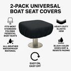 2-Pack Waterproof Boat Seat Covers for Folding Seats – Premium Pontoon Boat Seat Covers Marine-Grade All-Weather Protectors with Elastic Hem – Large Fit for Folding Seats – 18”W x 20”D x 14”H