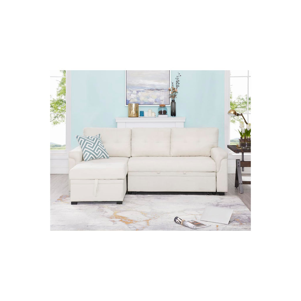 Naomi Home Transform Any Space: Sleeper Sectional Sofa with Convertible Sofa Bed & Inviting Chaise. Find Tranquil Comfort with Stress-Relieving Design & Durable Cushions - Black/Air Leather